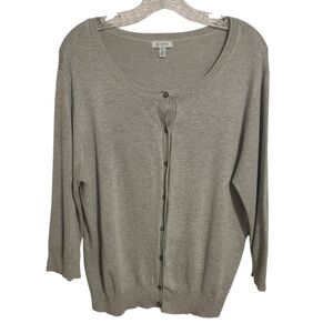 Susina | Women's Gray Scoopneck Button-Up Cardigan Sweater (Size XL)